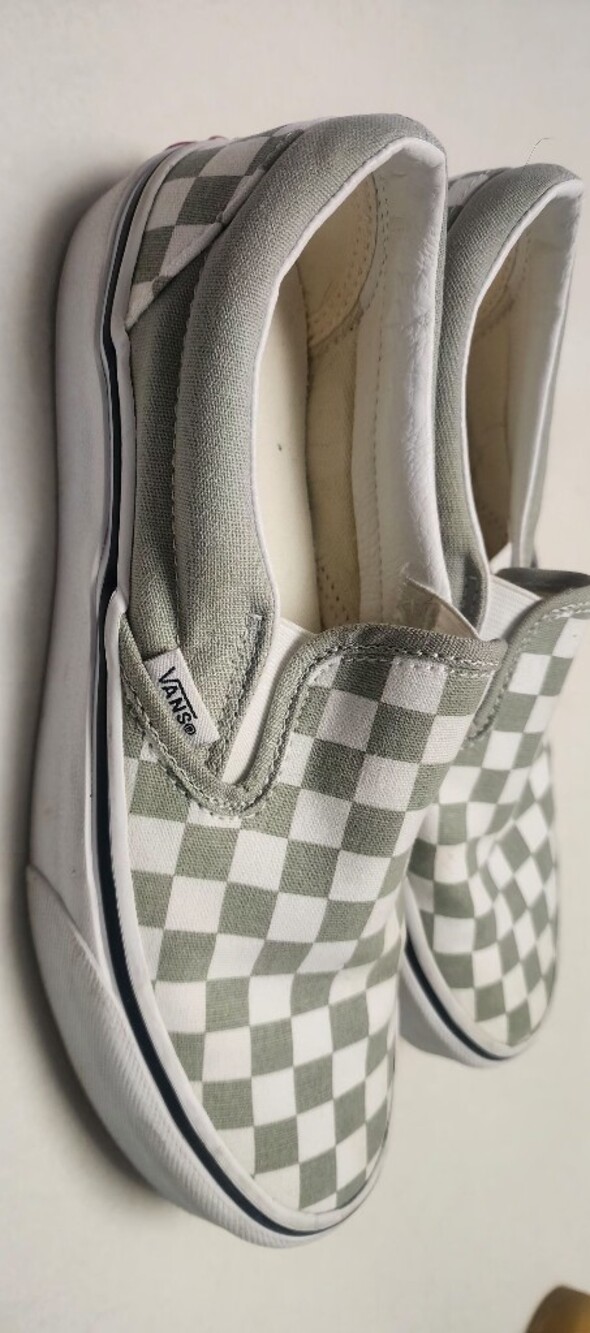 Vans Slip-On Checkerboard Sneakers - Light Green/White
